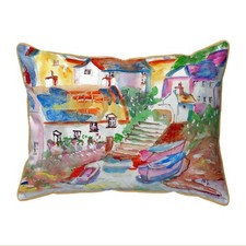 Betsy Drake Boats At Steps Large Indoor Outdoor Pillow 16x20