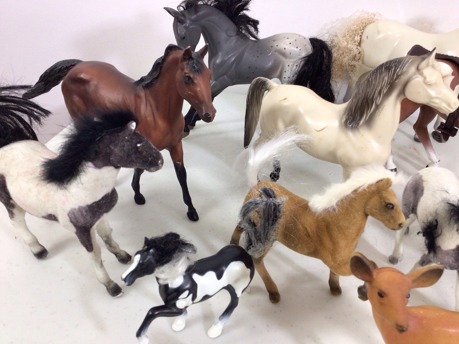 Vintage Horse Lot  of 13 + Plastic Saddle Accessories