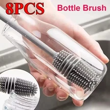 8 Silicone Bottle Brush Cup Scrubber Glass Cleaner Kitchen Cleaning Tool