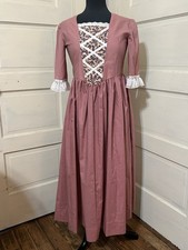 Colonial Ballgown Dress Women  s Size S Or Girl L Pink Lace Trim Bodice Insert