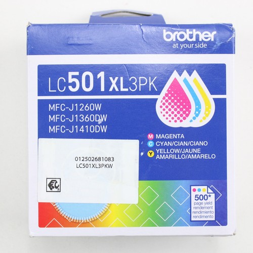 Genuine Brother LC501XL3PK High Yield Color Ink CMY 3 Pack 500 Pages Sealed