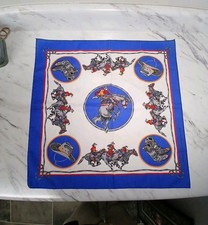 Vintage Western Cowboy Rodeo Print Bandana Square Blue RN 14193 Made in USA