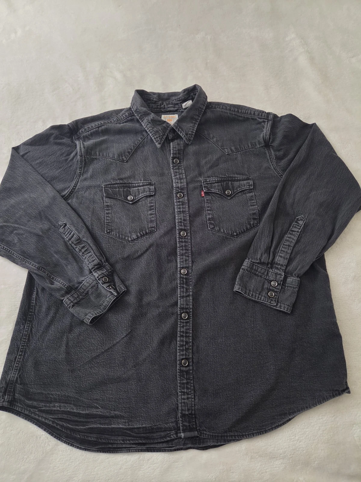 Levi's Barstow Western Denim Shirt Men's 2XL Black Pearl Snap Standard Fit