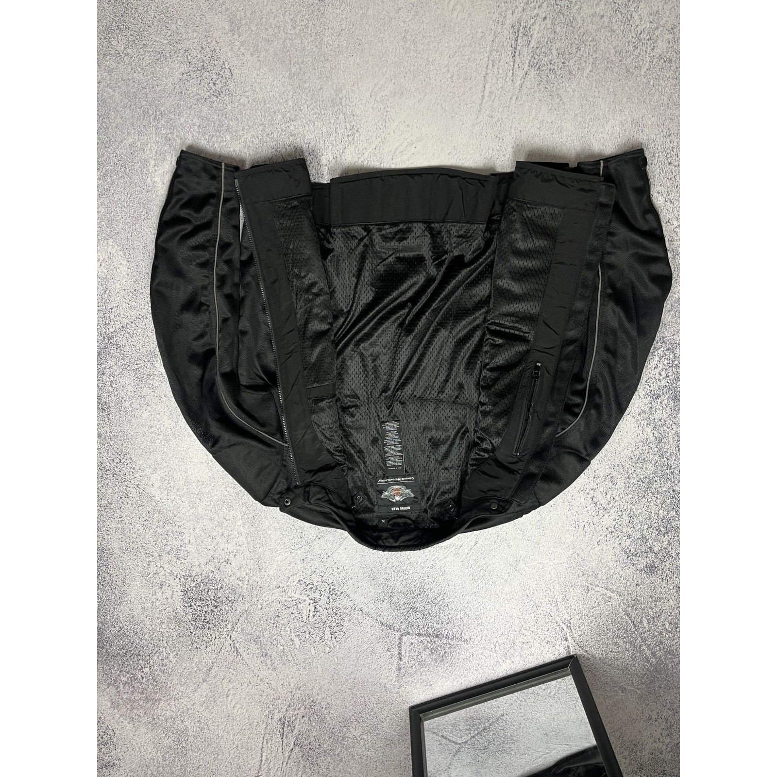 Flames Harley Davidson Biker Motorcycle Jacket Big Logo Rare image 8