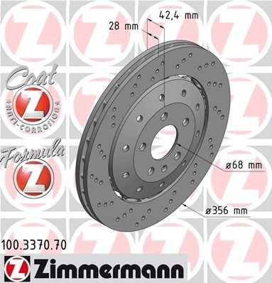 2X Zimmermann Bremsscheibe 100.3370.70 FüR Audi-image