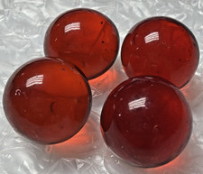 Vintage Lot of 4 Clear Ruby Red Cadmium Slag Glass Marbles UV Reactive As Is