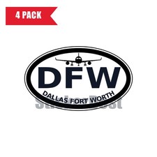DFW Dallas Fort Worth Airport Oval Sticker 4 Pack 3x2 Inch