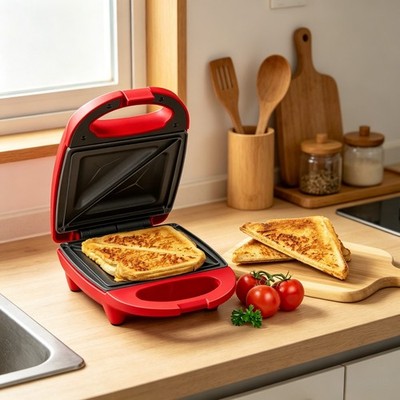 NEW MyMini Red Sandwich Taster, 520W Portable Electric Breakfast Sandwich Maker