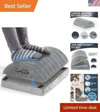Large Ergonomic Footrest – Adjustable Height Gray Memory Foam for Office Comfort