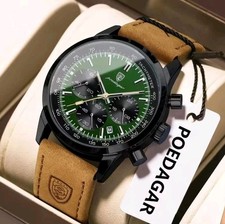 Mens Luxury Leather Watch Waterproof Luminous Date Chronograph Quartz Wristwatch