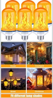 CPPSLEE Upgraded LED Flame 6 Light Bulbs 4 Modes Flickering Light Bulbs E26 Base