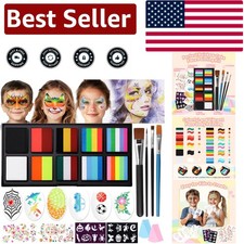 Vibrant Rainbow Face Paint Kit - Water Activated for Kids  Festivals, 12 Colors