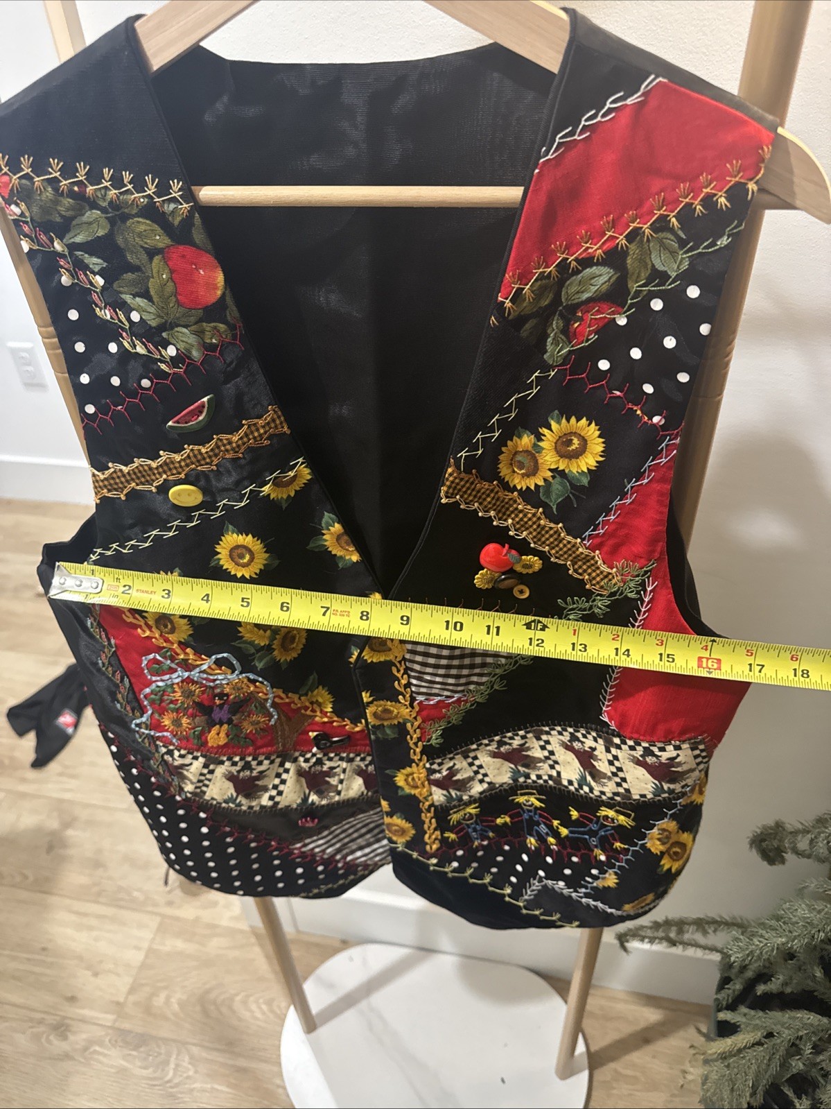 Grandma’s Handmade Patchwork Vest Embroidered - image 4