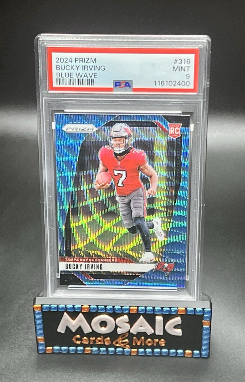 2024 Prizm Bucky Irving RC SP /230 Blue Wave #316 Rookie PSA 9 MINT Bucs