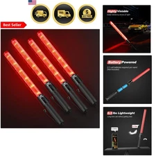 Traffic Wand LED Safety Baton 21 Inch 4 Pack with 2 Flashing Modes for Traffic