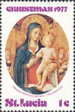 SAINT LUCIA -1977- Xmas Art Painting - Virgin and Child, by Fra Angelico - #428
