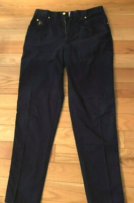 Womens Jeans ROCCOBAROCCO Italy Navy Blue High Rise Straight Leg Pants Sz 32x31 