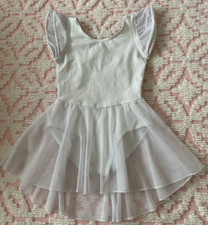 TODDLER GIRLS WHITE GYMNASTICS/TUMBLING OR BALLET SLEEVELESS LEOTARD XS 4/5