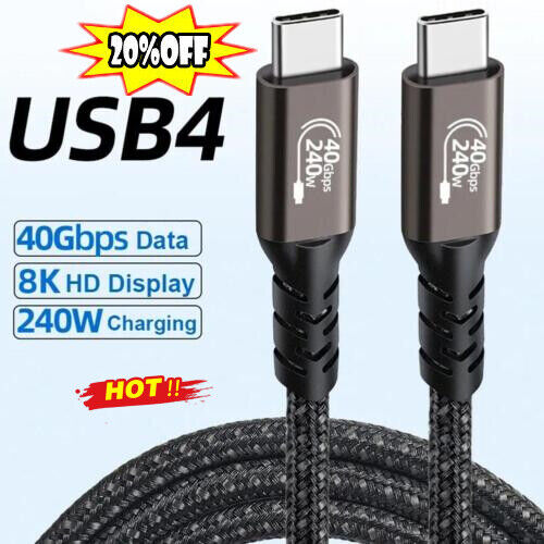 Thunderbolt USB 4 Data Line Type C Cable 8K Projection PD 240w Fast Charging