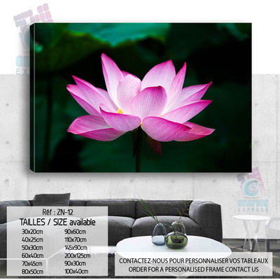 Tableau Déco Toile 100x40cm Fleurs De Lotus Bleu Multicolore - Marque ARTTOR
