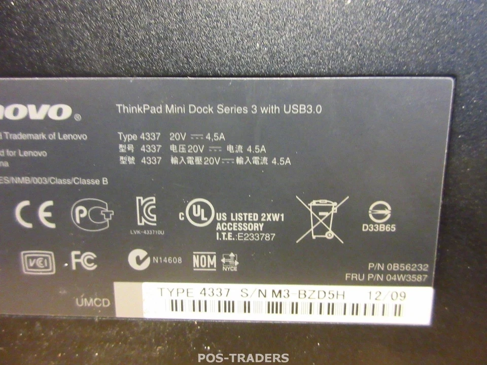 Lenovo 4337 Thinkpad Mini Dock Series 3 USB 3.0 T420 T430 T520 T530 EXCL PSU - Bild 2 von 2
