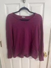 Smartwool Women’s V Neck Wool Blend Magenta Sweater Size XL