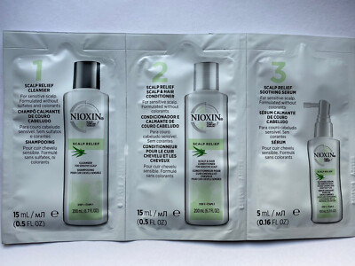 NIOXIN Scalp Relief Cleanser, Conditioner, Soothing Serum Sample Packets