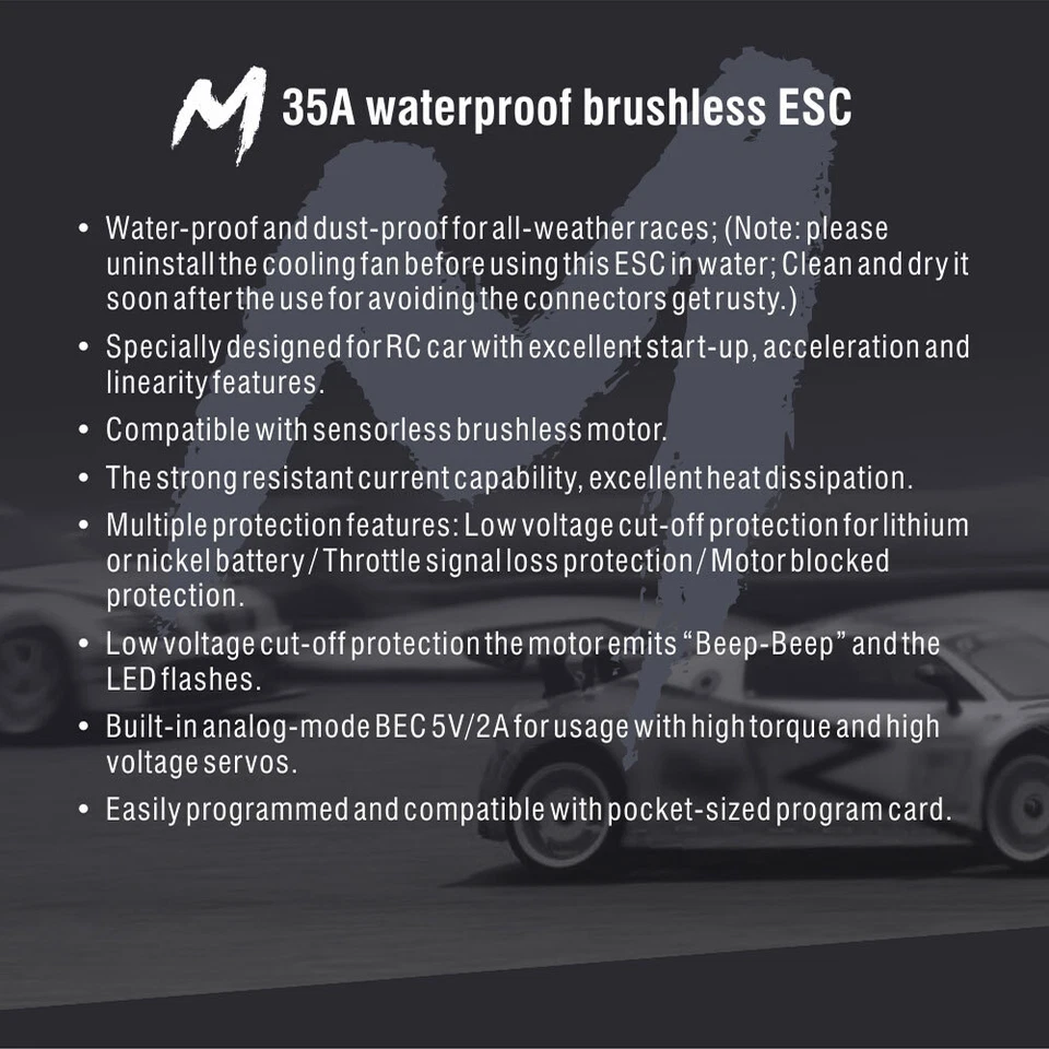 Surpass Hobby 35A 45A 60A Brushless ESC Drehzahlregler für 1/12 1/14 RC Auto - Bild 3 von 4