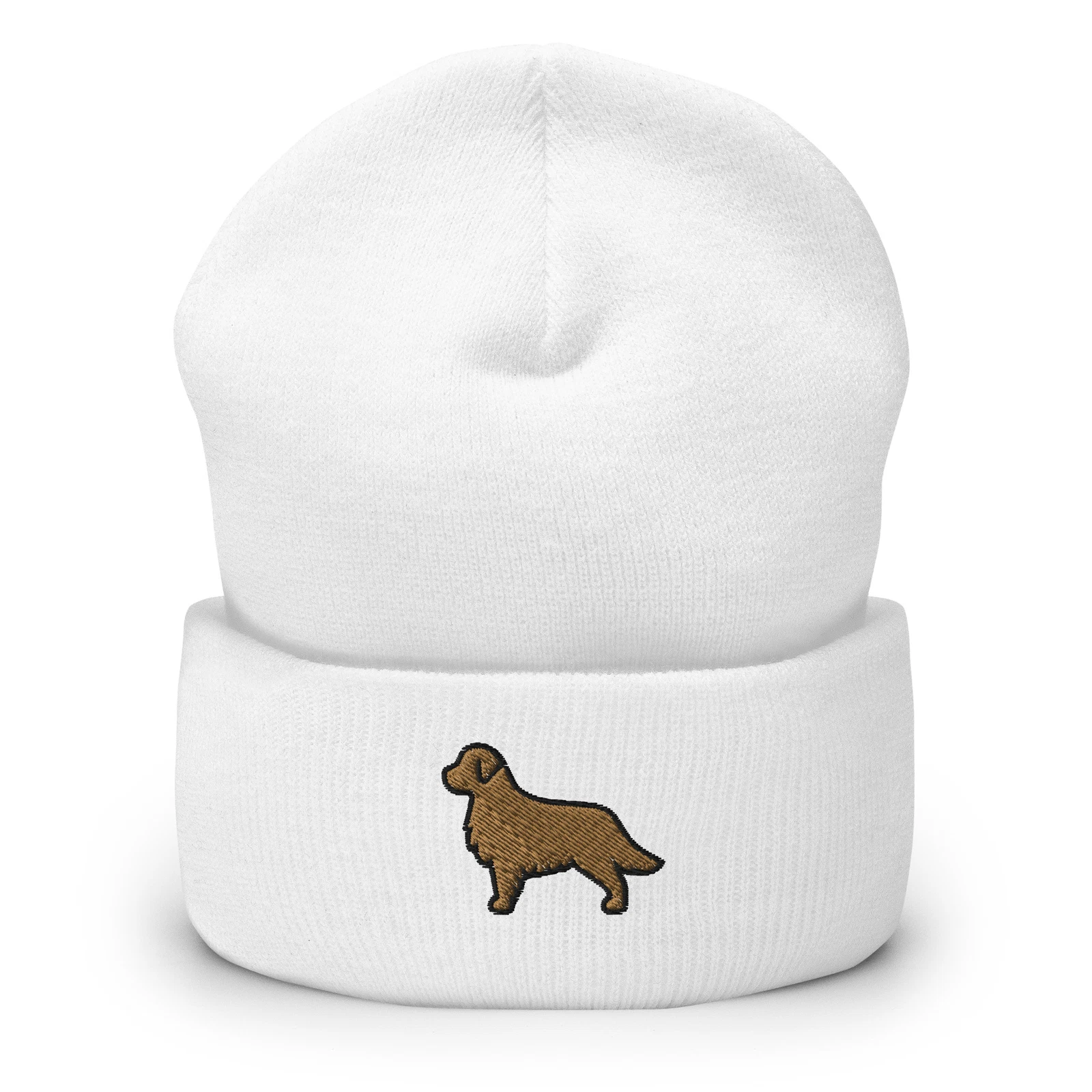 Golden Retriever Dog Embroidered Beanie Cuffed Dog Hat Winter Gift for Pet Lover