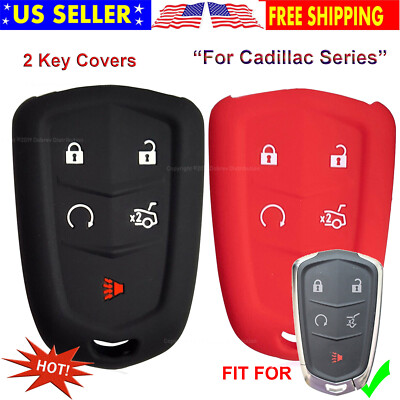 2Pcs Silicone Cover Holder Protector Remote Control Smart Case for Cadillac Key