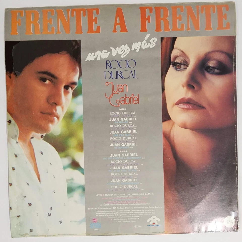 Juan Gabriel Rocio Durcal Frente a Frente LP Vinyl 1986 Bolero Venezuela - Image 2 of 4
