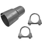 Rohr Reduzierstück  von Ø 40mm bis Ø 75 mm Auspuff Adapter aufgeweitet+Schellen