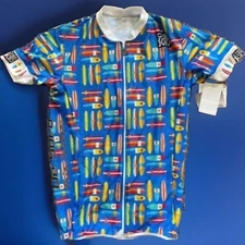 DeSoto Skin Cooler Short Sleeve Mens Tri Top Full-zip Large Surfboard Blue