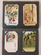 Beautiful Antique Post Card Album Of Forty-Nine Post Cards - holidays, St Nick+
