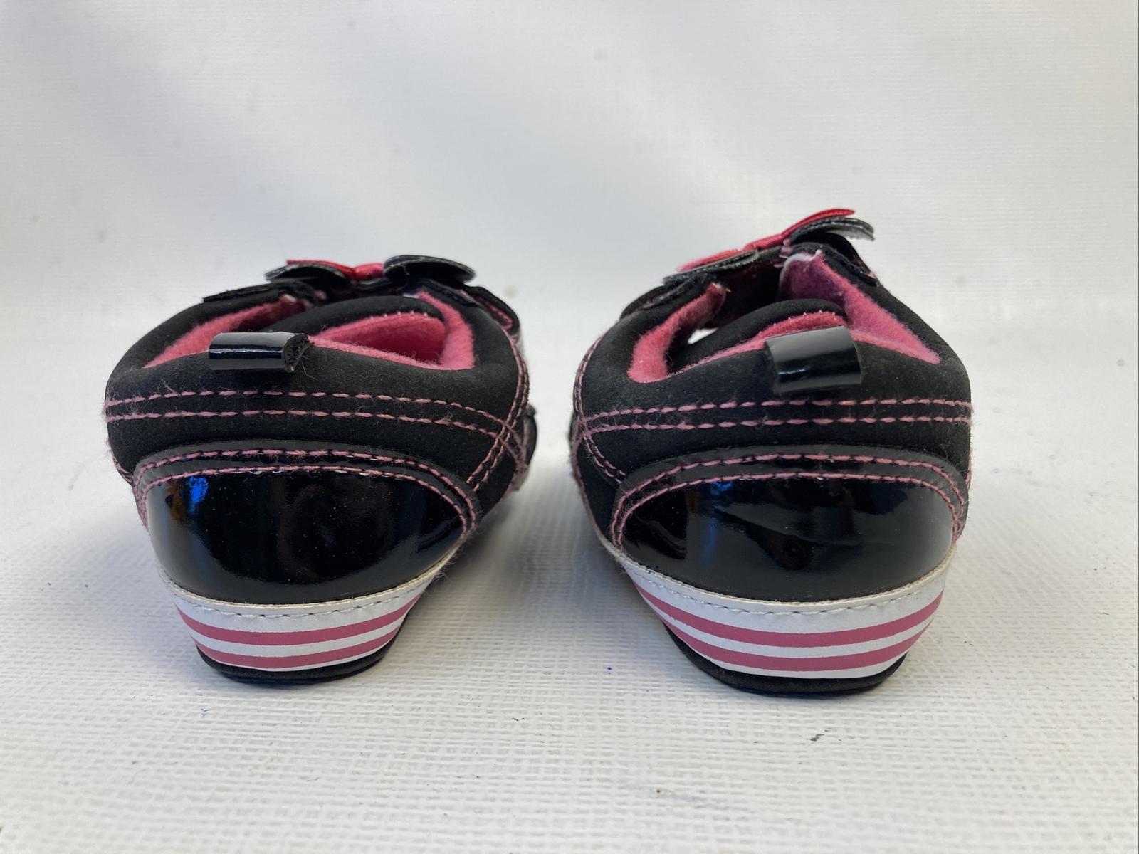 SAOLA Scarpe Disney Store Minnie Mo rosa fiocchi bambino neonato suola morbida nere