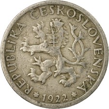 #670602 Coin, Czechoslovakia, Koruna, 1922, VF(20-25), Copper-nickel, KM:4