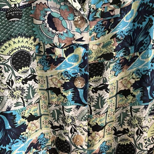 Citron Santa Monica Vtg 2X Button Front Top Woven Botanical Printed Flowy Casual - Picture 3 of 10
