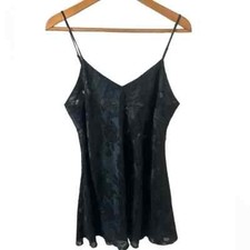 Victoria's Secret Gold Label Vintage Women's Large Black Nightie Bow Lace Whimsy