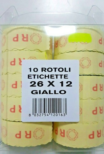 Rotoli Etichette per Prezzatrice dal Colore Giallo Fluo da 26×12 mm da