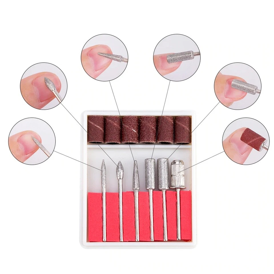 Profi Nagelfräser Elektrisch Nagelfeile Set Pediküre Maniküre Nail Art 6 Bits - Bild 2 von 4