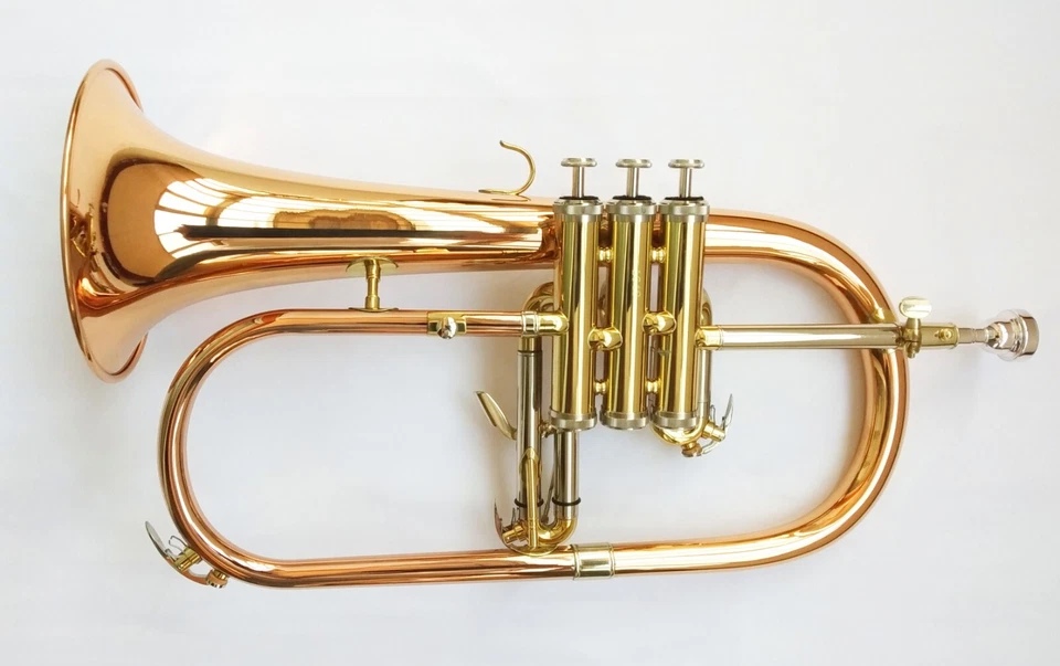 Flugelhorn Kit Red Brass Bb Key Cupronickel sliding Pipe water key  Case new - Image 3 of 4