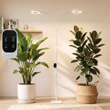 2-Head Grow Lamp 36W Auto Timer LED Full Spectrum Grow Lights for Indoor Plants