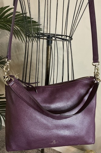 Kate Spade New York Alena Deep Purple Shoulder Crossbody Hobo Handbag EUC