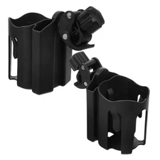 2pcs Black Cup Holder For Walker Wheelchair With Anti Lining And Phone Bracket