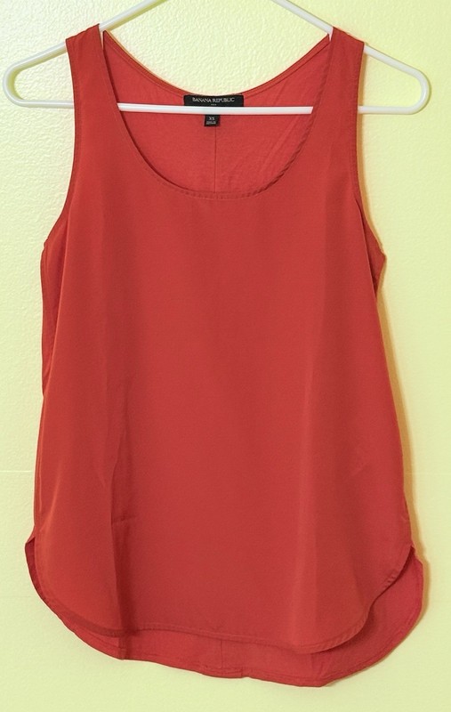 BANANA REPUBLIC Women’s Tank Top Pleated Back ORANGE Size XS