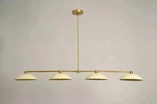 Italian Mid Century 4 Lights Style Raw Brass Chandelier Lights Fixture by LD