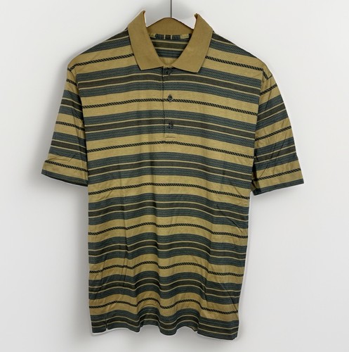 Salvatore Ferragamo, Salvatore Ferragamo Vintage Polo Men’s M Multi-Pattern Stripe Jersey Knit Cotton