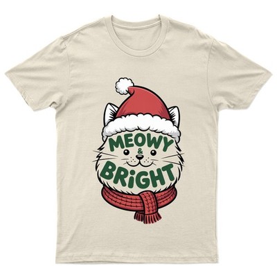 Meowy & Bright Cat Christmas Holidays Herren T-Shirt Damen Tee Grafik Top
