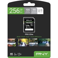 PNY Pro Elite 256GB SDXC 4K UHS-I V30 Memory Card for Camera PC Laptop