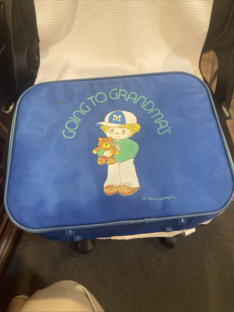 Going To Grandma's Vintage Blue Small Child's Suitcase | eBay